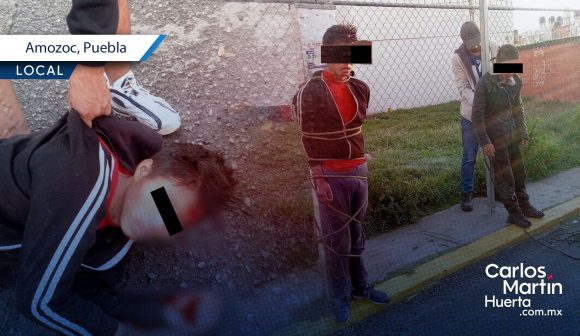 Dos presuntos ladrones fueron golpeados y detenidos por vecinos de Amozoc