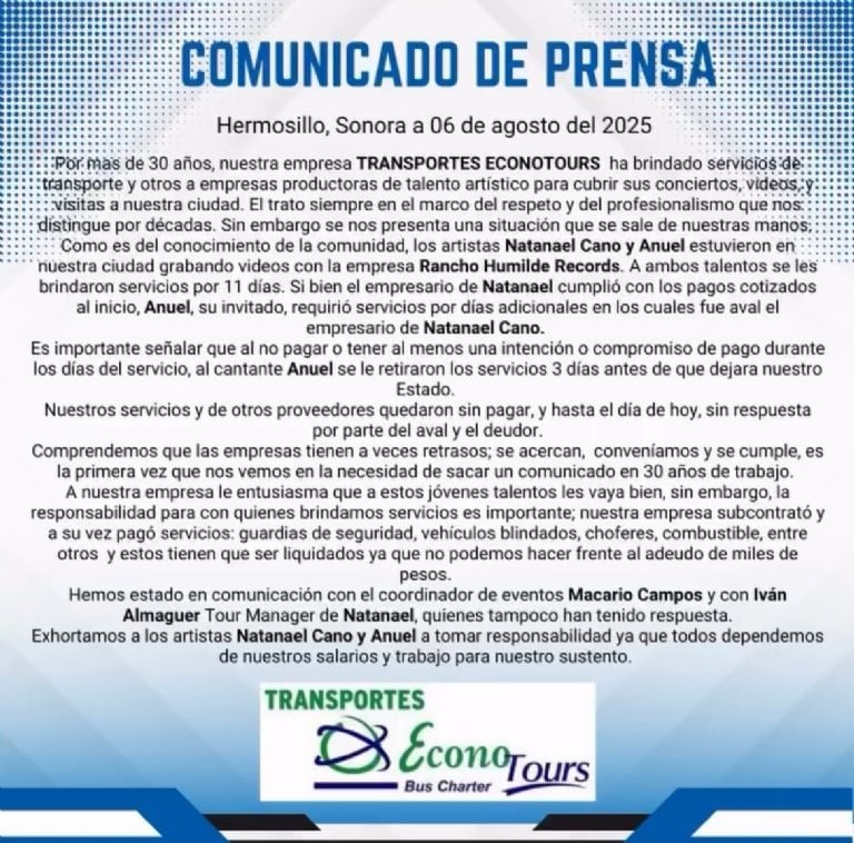 Natanael Cano y Anuel AA son senalados en Sonora por presunto adeudo 2