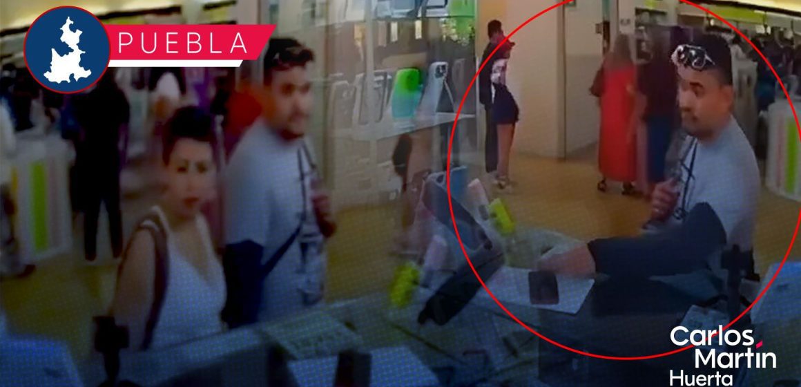 Roban celular en Centro Comercial Angelópolis; cámara lo capta todo en video