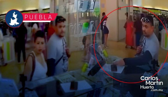 Roban celular en Centro Comercial Angelópolis; cámara lo capta todo en video