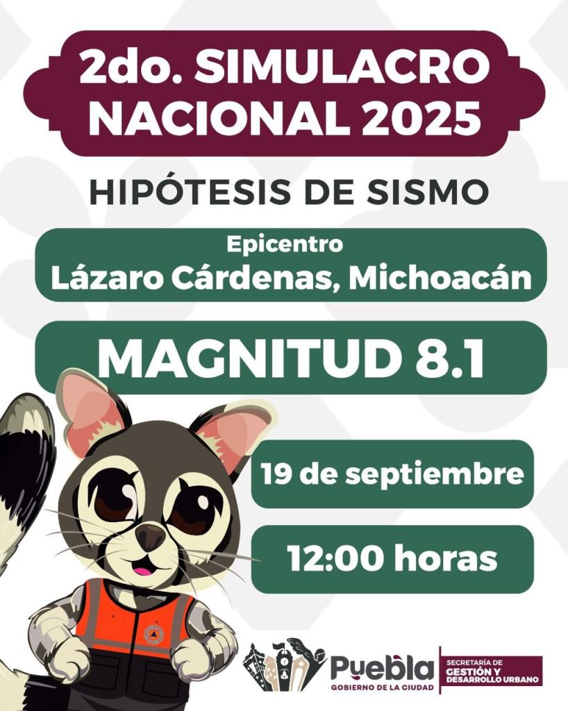 Puebla participará en el 2º Simulacro Nacional 2025 el próximo 19 de septiembre 1 WhatsApp Image 2025 08 24 at 1.31.01 PM 2