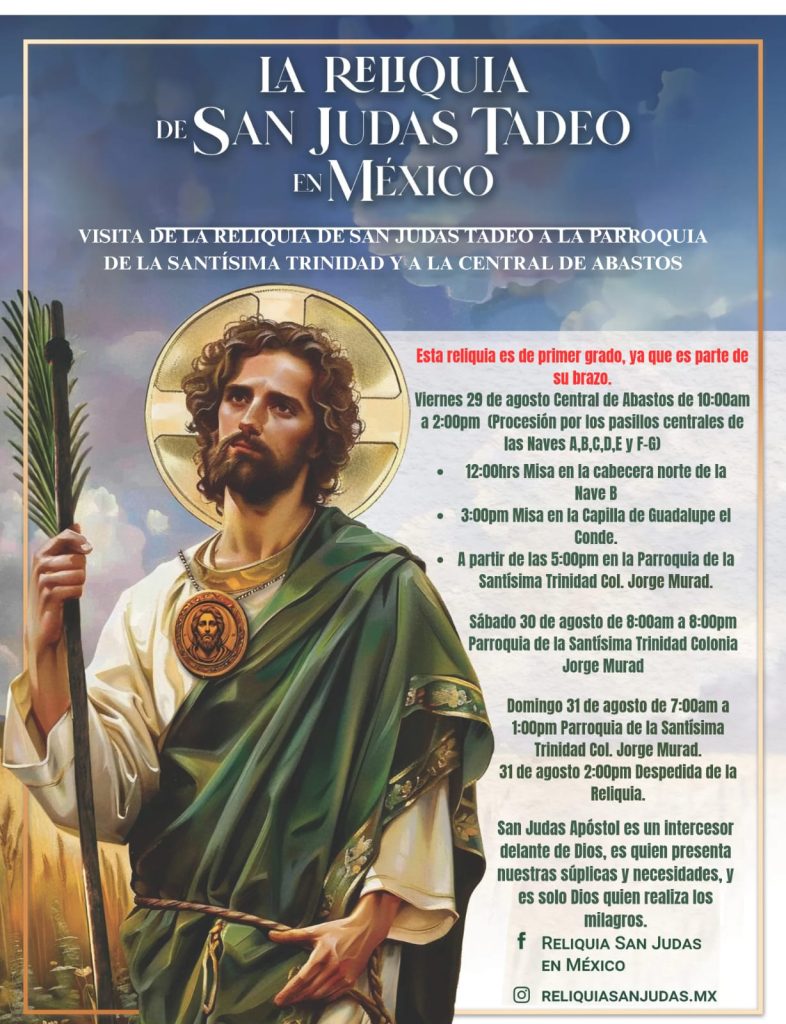 Veneración de la reliquia de San Judas Tadeo en la Central de Abasto y la parroquia de la Santísima Trinidad 1 WhatsApp Image 2025 08 28 at 11.54.05 AM