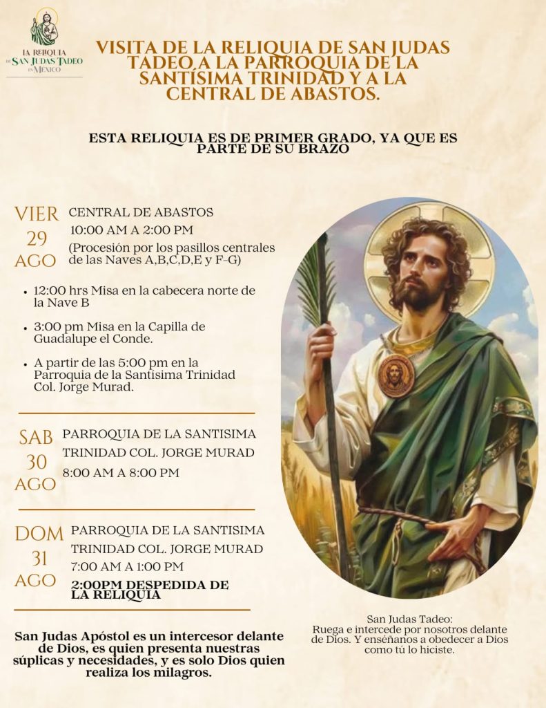 Veneración de la reliquia de San Judas Tadeo en la Central de Abasto y la parroquia de la Santísima Trinidad 2 WhatsApp Image 2025 08 28 at 11.56.06 AM