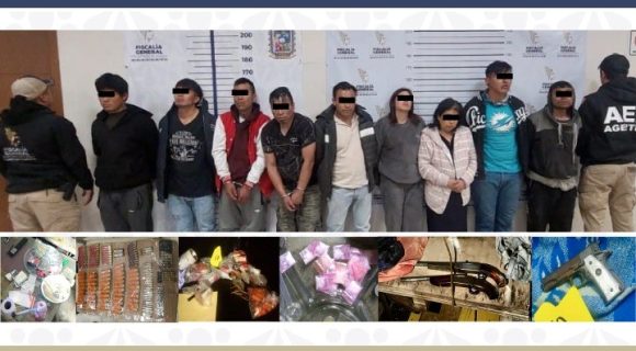 FGE Puebla asegura 4 inmuebles y detiene a nueve por narcomenudeo en San Miguel Canoa