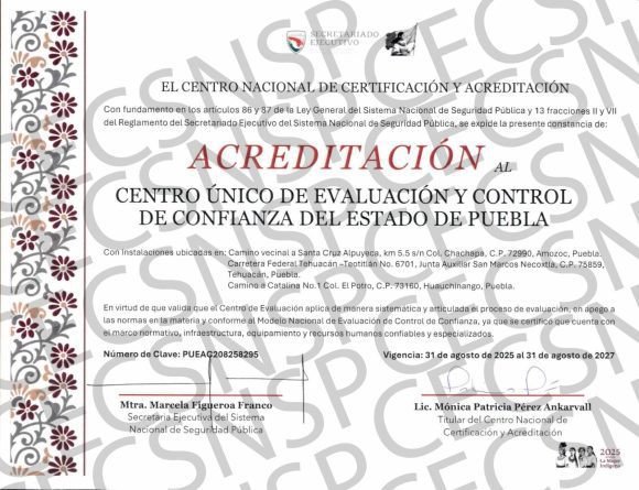Certificación nacional para C3 Puebla: Compromiso con la profesionalización policial