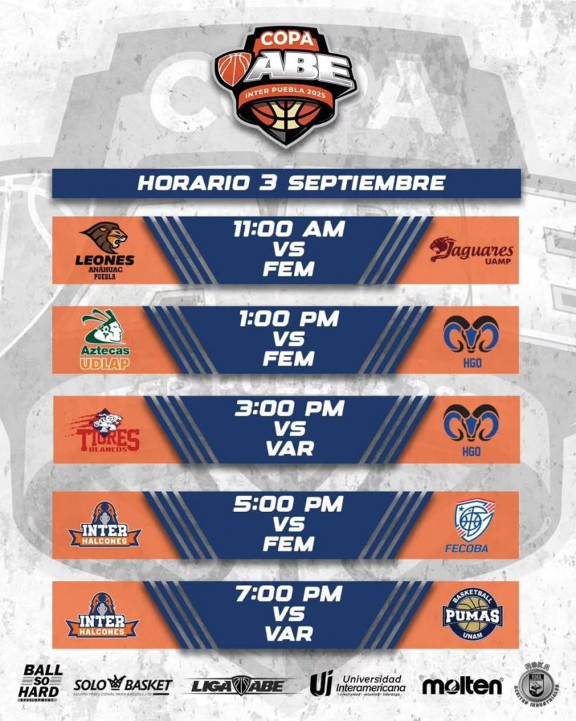 Arranca la Copa ABE Inter Puebla 2025 con la participación de 24 equipos universitarios 3 Arranca la Copa ABE Inter Puebla 2025 con la participacion de 24 equipos universitarios 4