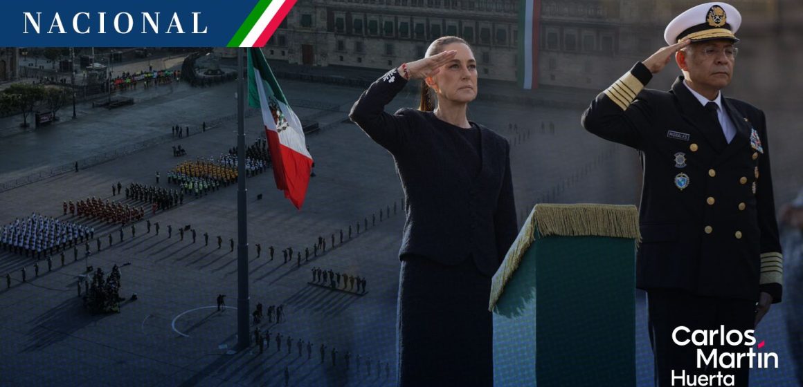 Sheinbaum encabeza izamiento de bandera a media asta en homenaje a víctimas de sismos