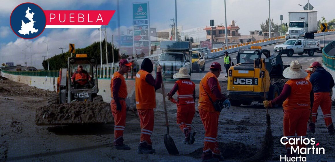 Refuerzan limpieza en la Central de Abasto tras lluvias en Puebla