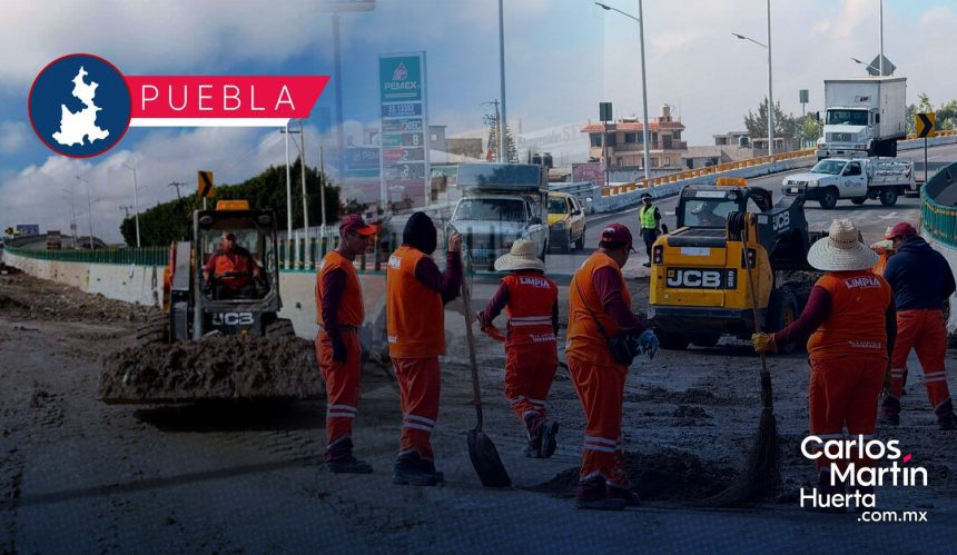 Refuerzan limpieza en la Central de Abasto tras lluvias en Puebla
