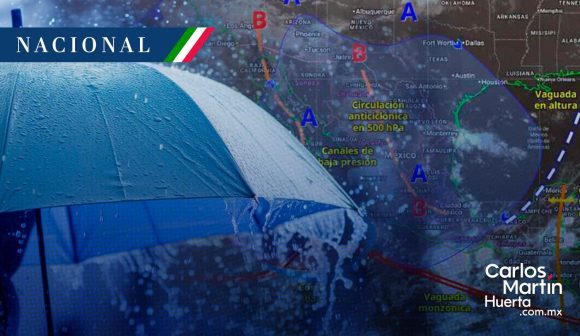 Monzón mexicano y canales de baja presión generarán lluvias intensas en gran parte del país