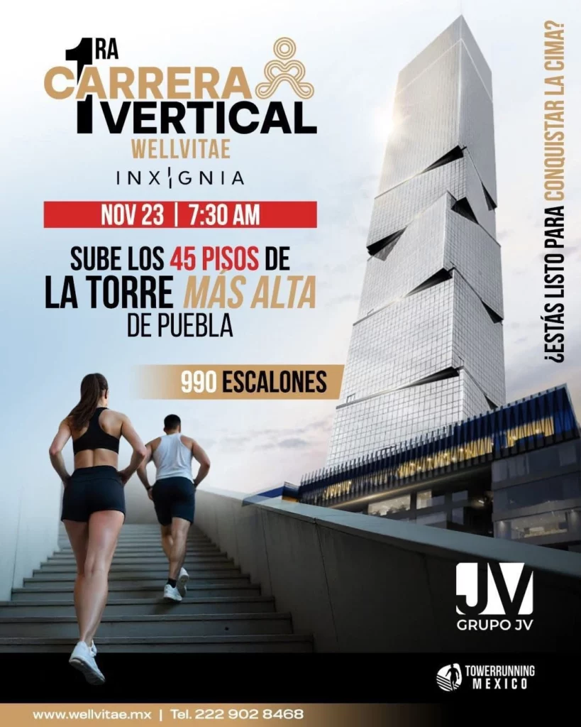 Puebla será sede de la Primera Carrera Vertical 2025 en la Torre Inxignia