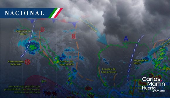 Remanentes de ‘Mario’ y potencial de ciclón traerán lluvias a gran parte del país