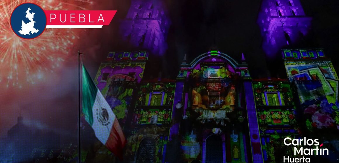 Videomapping “Septiembre Brilla” ilumina la Catedral de Puebla el 16 de septiembre