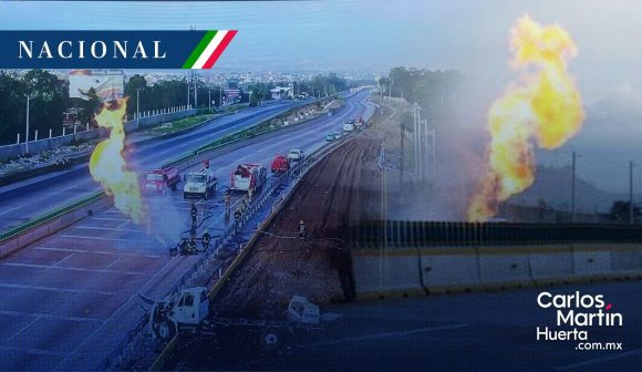 Volcadura de pipa de gas provoca caos en la autopista México-Puebla