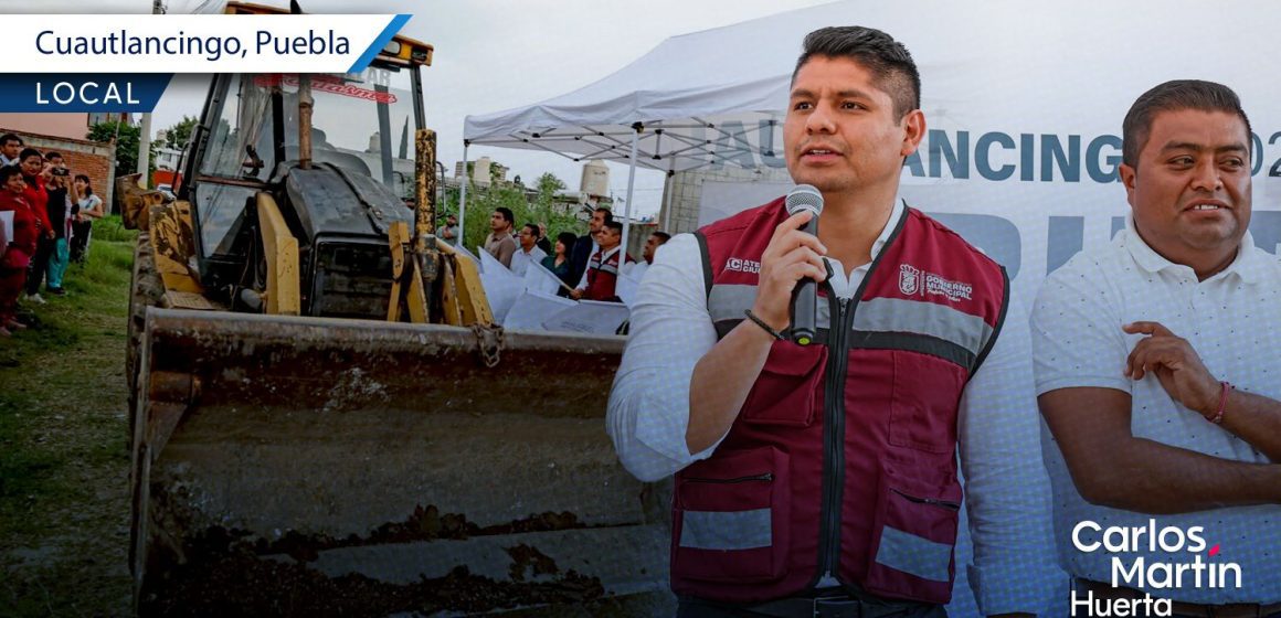 Arranca obra de pavimentación en Sanctorum, Cuautlancingo