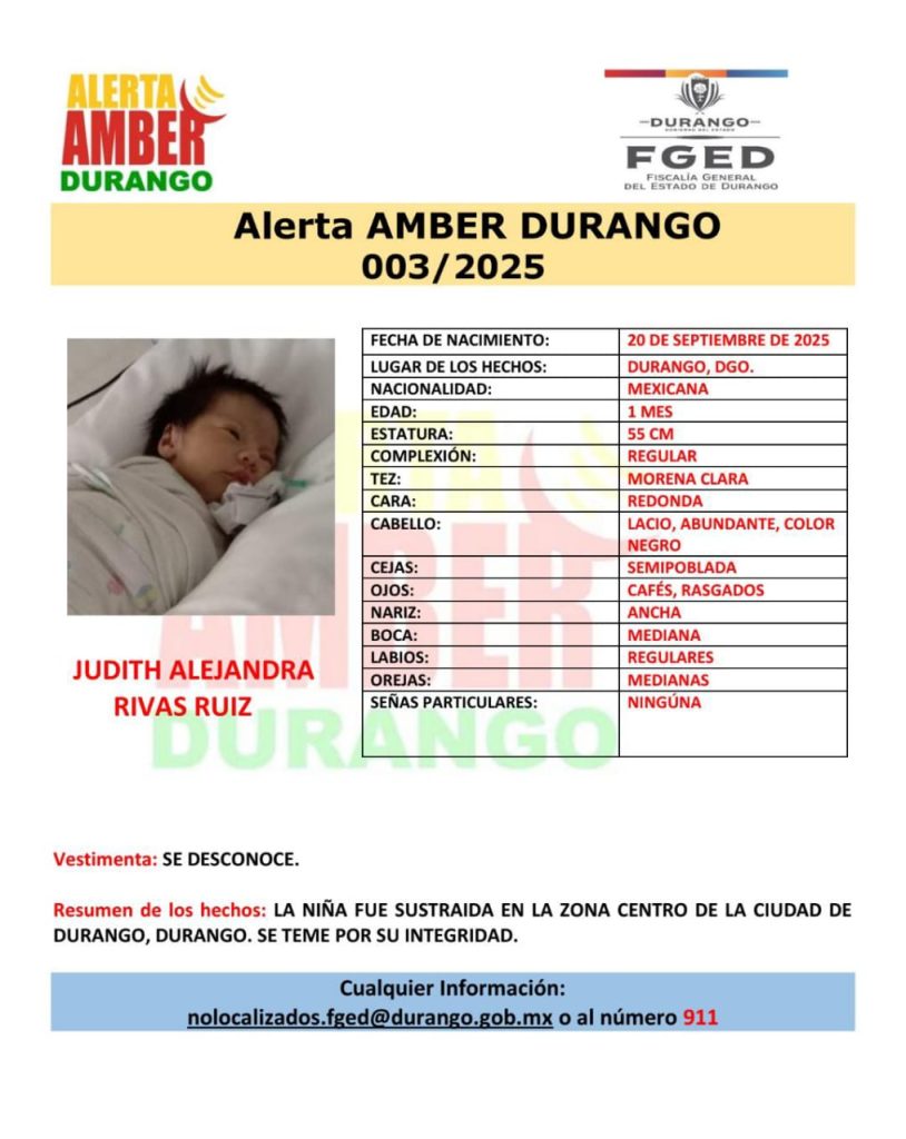 Buscan a mujer por robo de bebé en hospital de Durango 1 Bebe Durango