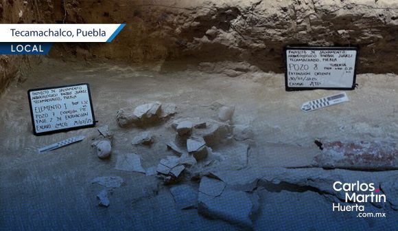 Descubren vestigios prehispánicos en el Zócalo de Tecamachalco