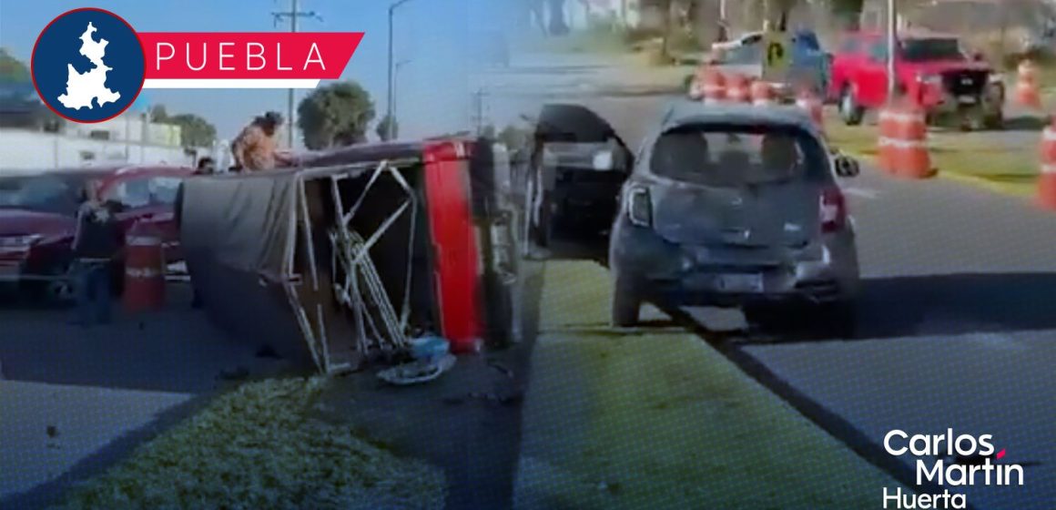 Fuerte accidente en Periférico Ecológico deja tres heridos y camioneta volteada