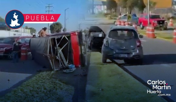 Fuerte accidente en Periférico Ecológico deja tres heridos y camioneta volteada