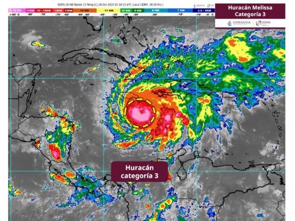 Melissa es huracán de categoría 3 y continuará fortaleciéndose