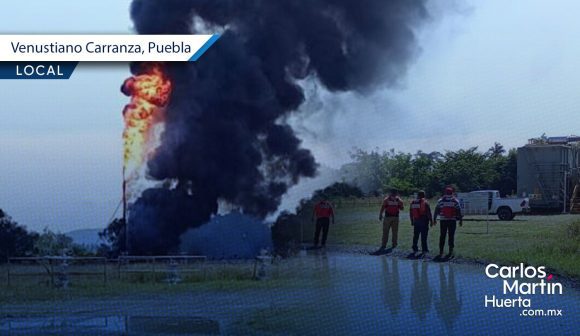 Controlan incendio en quemador de plataforma de Pemex en Venustiano Carranza