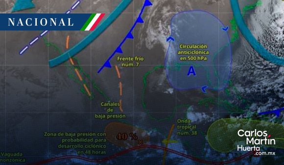 Se prevén lluvias muy fuertes a intensas en el sur y sureste del país