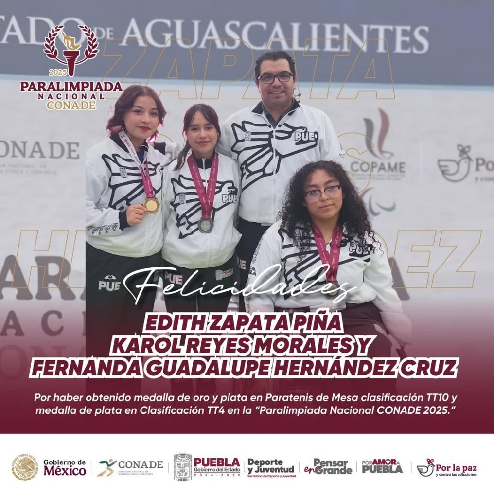 Puebla obtiene oro y dos platas en tenis de mesa de la Paralimpiada Nacional 2025