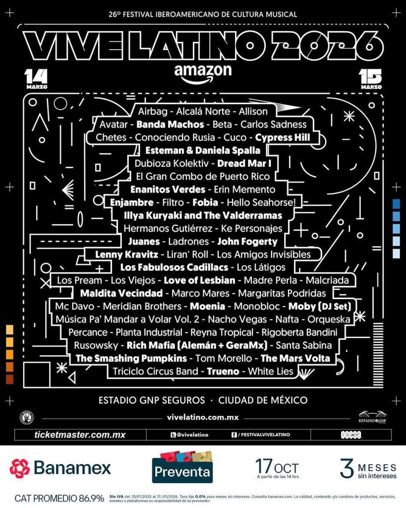 Revelan cartel del Vive Latino 2026; estos son los artistas que encabezan la edición 1 Revelan cartel del Vive Latino 2026; estos son los artistas que encabezan la edición