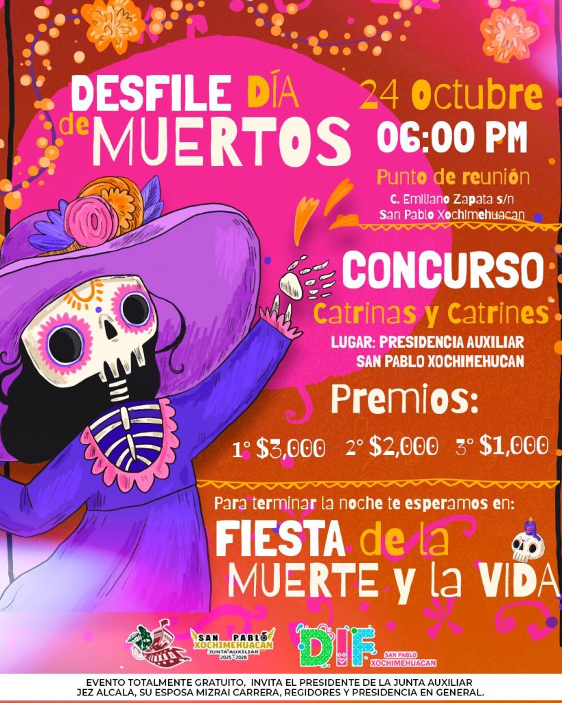 San Pablo Xochimehuacan invita a su Gran Desfile de Día de Muertos 2025