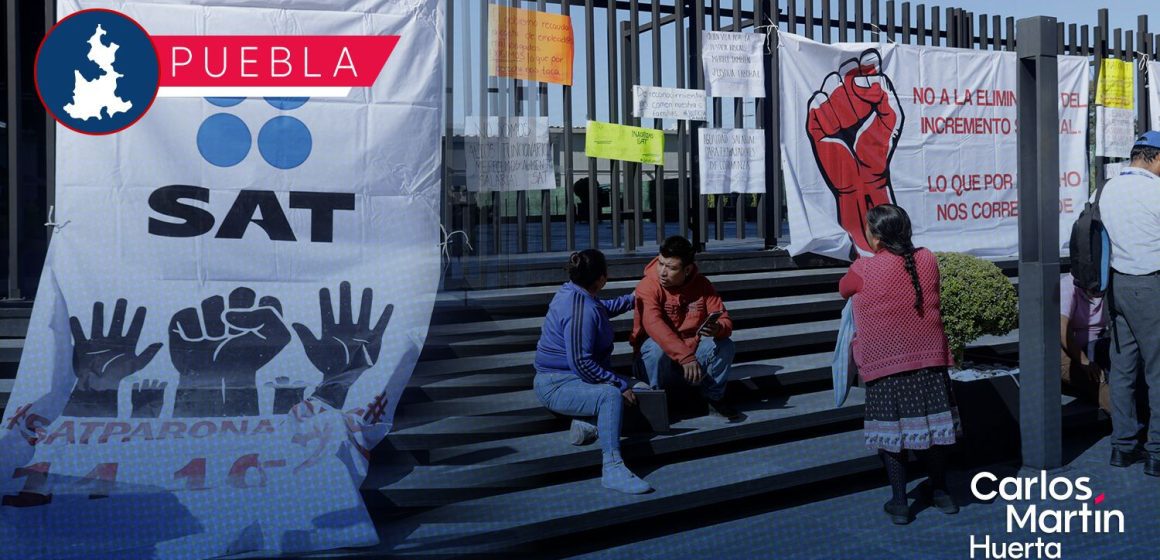 Trabajadores del SAT Puebla se unen a paro nacional tras incumplimiento de aumento salarial