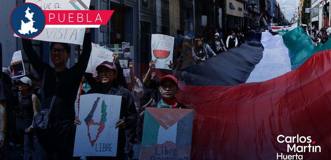 Zócalo de Puebla y Vía Atlixcáyotl reportan manifestaciones en favor de Palestina