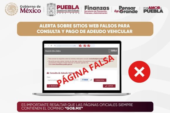 Alertan sobre sitios web falsos para consulta y pago de adeudo vehicular