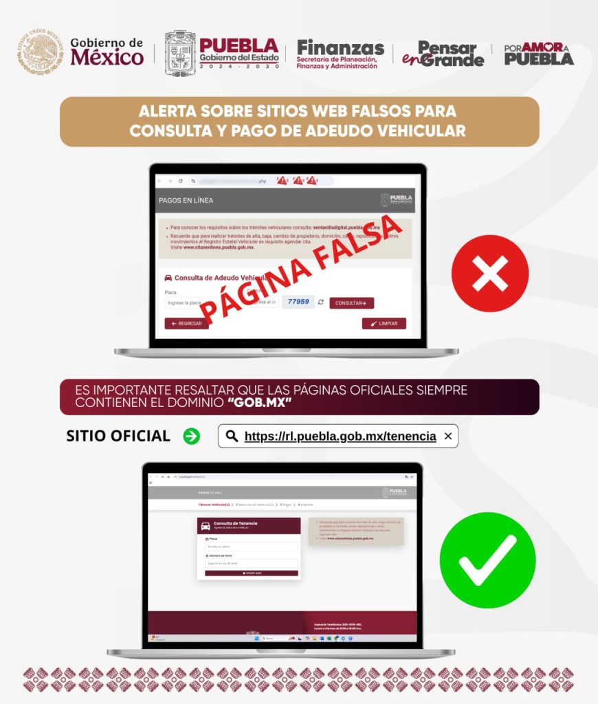 Alertan sobre sitios web falsos para consulta y pago de adeudo vehicular 1 pagina