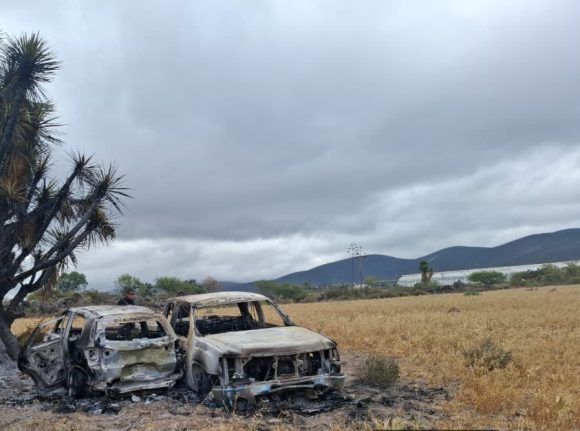 Hallan camionetas calcinadas en Palmar de Bravo