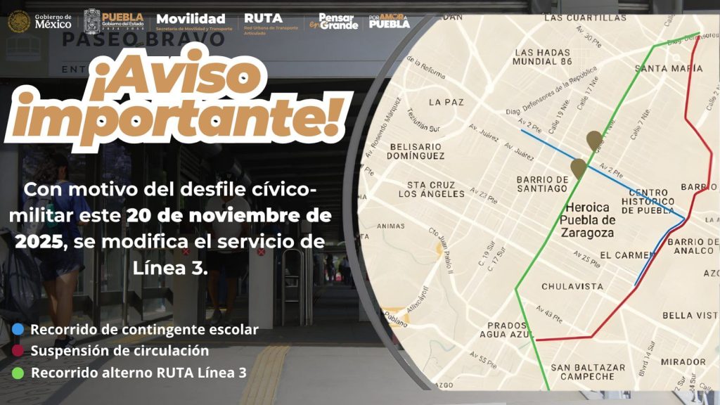 ¡Atención Usuarios RUTA! Desvíos y Cierres en la Línea 3 por el Desfile de la Revolución 1 8c631629 d137 4aad bf4f 52c4e4d685c3