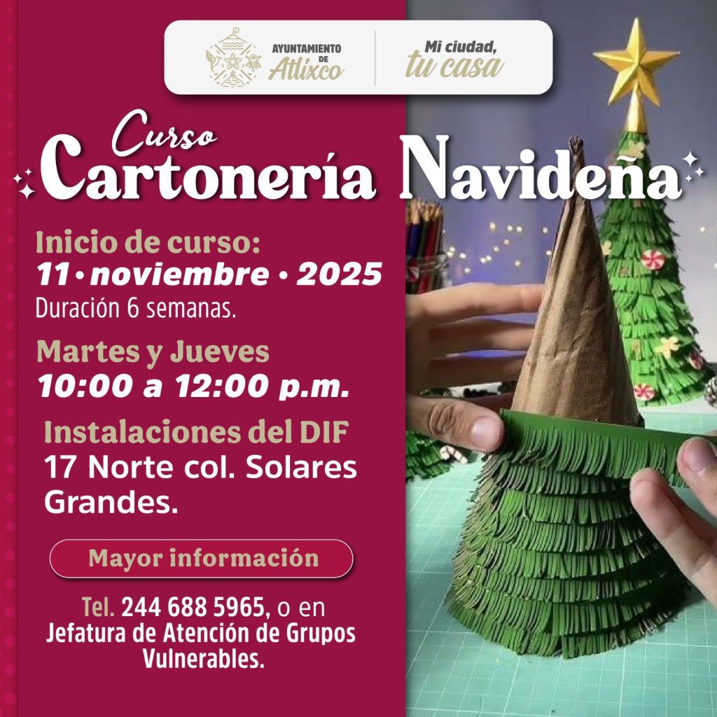 DIF Atlixco abre inscripciones: Talleres de artesanías navideñas 1 CURSO atlixco