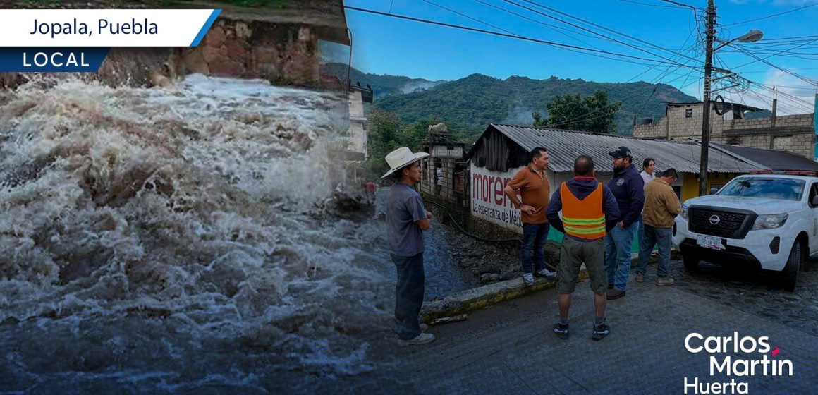 Desbordamiento - Jopala Desbordamiento de arroyo dejó 10 viviendas afectadas en Jopala; Gobierno de Puebla supervisa la zona