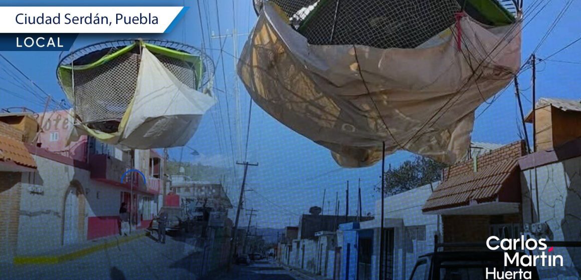Fuerte viento desplaza trampolín a cables de luz en Ciudad Serdán Fuerte viento desplaza trampolín a cables de luz en Ciudad Serdán