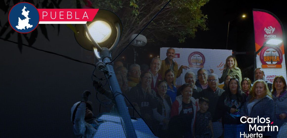 Modernizan al 100 % el alumbrado público en Geovillas del Sur con luminarias LED en Puebla