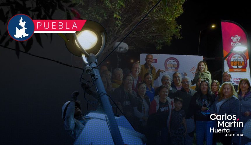 Modernizan al 100 % el alumbrado público en Geovillas del Sur con luminarias LED en Puebla