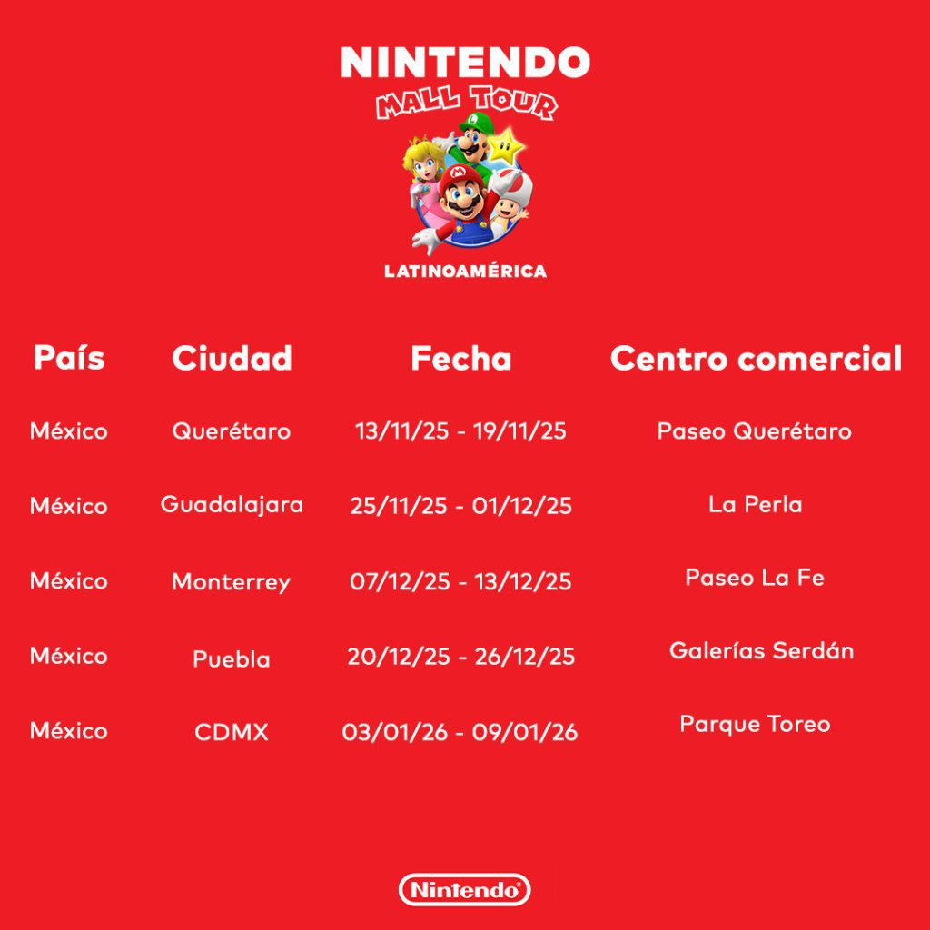 Nintendo Mall Tour llega a Puebla en diciembre 3