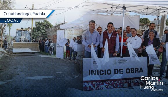 Omar Muñoz impulsa infraestructura en Cuautlancingo; pavimentan calles en Sanctorum