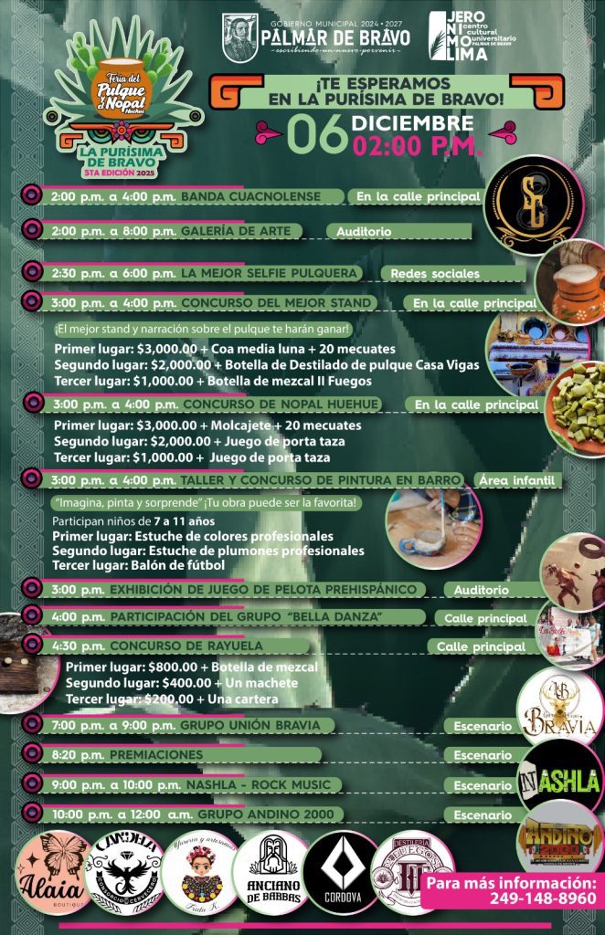 Palmar de Bravo invita a la Feria del Pulque y el Nopal Huehue 'Mayahuel' 2025 2 Palmar de Bravo invita a la Feria del Pulque y el Nopal Huehue Mayahuel 2025 2