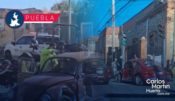 Patrulla de la Guardia Nacional choca contra vocho en Puebla; viajaba a exceso de velocidad