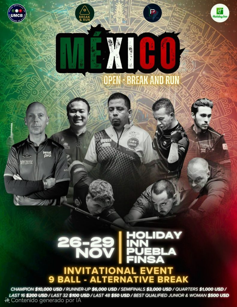 Puebla será sede del torneo de billar 'México Open Break and Run 2025'