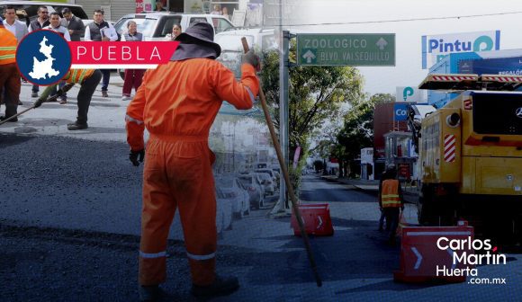 Reconstruye gobierno estatal 37 vialidades prioritarias en Puebla capital