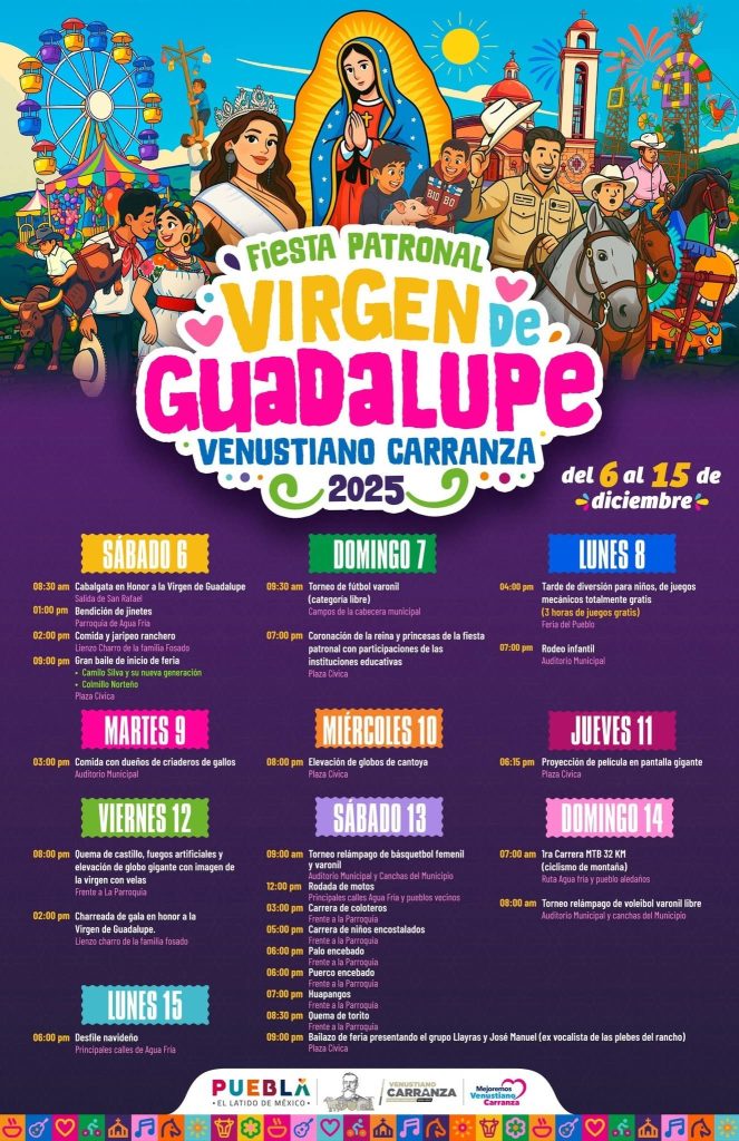 Venustiano Carranza invita a su Feria Patronal 2025 en honor a la Virgen de Guadalupe 2