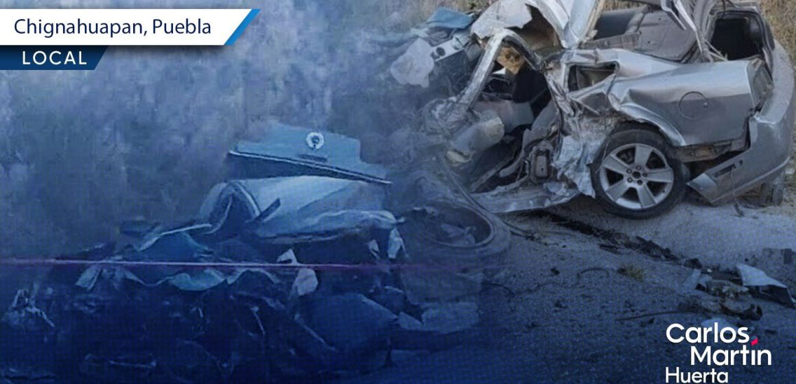 Accidente Mustang - Chignahuapan Muere conductor de Mustang tras ser embestido por un tráiler en Chignahuapan