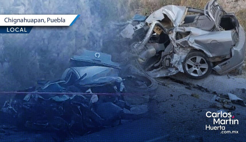 Muere conductor de Mustang tras ser embestido por un tráiler en Chignahuapan