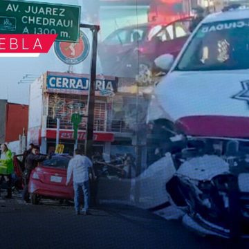 Choca patrulla y auto en Bulevar Norte y 2 poniente